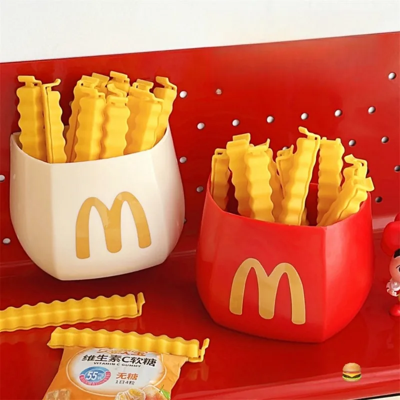 French Fries Food Clip Storage Box Fuuny Packaging Sealer Clip Storage Container Wall Fridge Magnetic Holder Kitchen Organizer