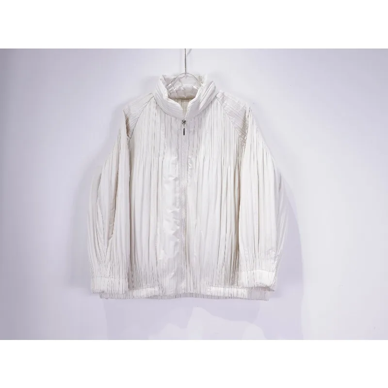 

Miyake Pleated Plisse Cotton Jacket Women 2025 Winter New Slim Solid Color Simple Top Casual Commuter Jacket Women Clothing
