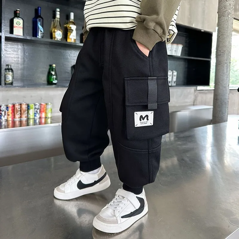 

【2025 New】Boys' Loose-Fit Cargo Pants Spring Autumn Kids Casual Pants 5T Stylish & Trendy for 3-5 Years