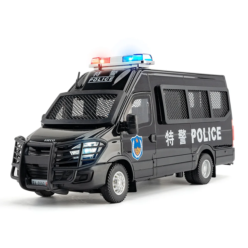 1:24 VIECO police car High Simulation Diecast Metal Alloy Model car Sound Light Pull Back Collection Kids Toy Gifts C506