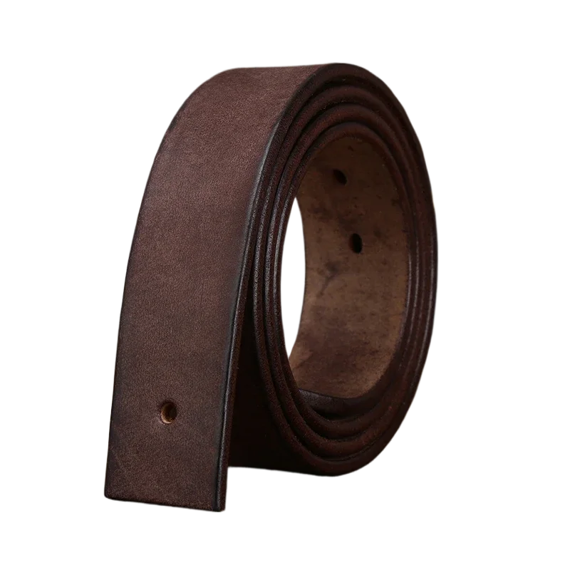 3.8cm thick cowhide buckleless men's belt, pin buckle belt, buckleless genuine leather oval hole belt