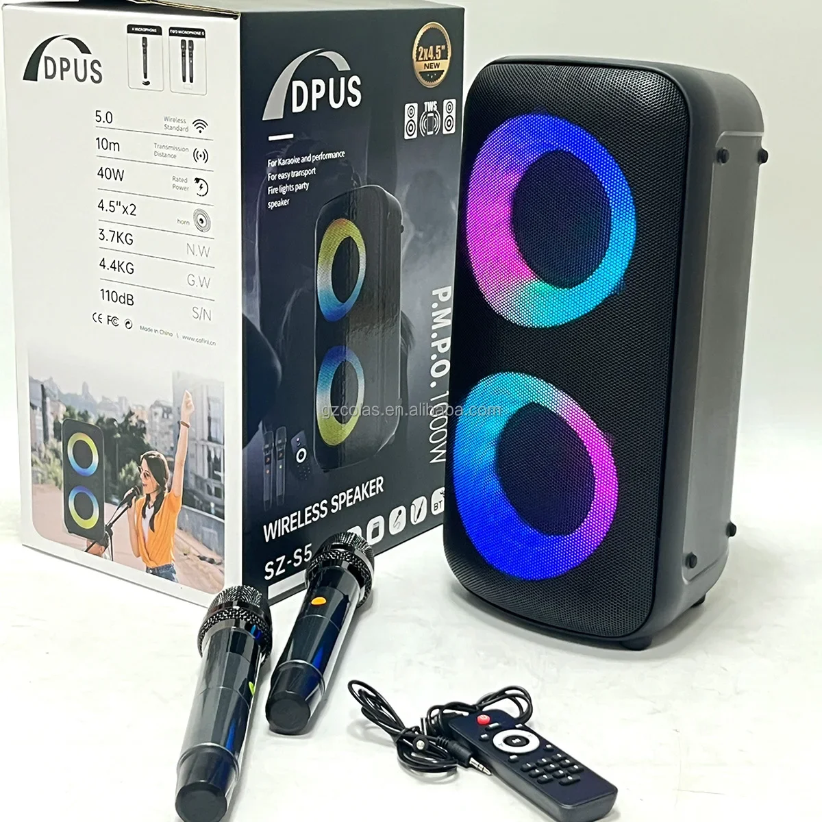 Altavoz portátil con luces led rgb, resistente al agua, sonido estéreo de Supergraves, gran potencia, calidad, buen precio, 110 partybox