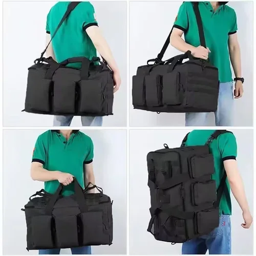 Imagen 2 del producto Bolsa de lona para equipaje de 55L, mochila para acampar, bolsas grandes tácticas para hombre, senderismo, viaje, montañismo, viaje, utilidad, gimnasio, fin de semana
