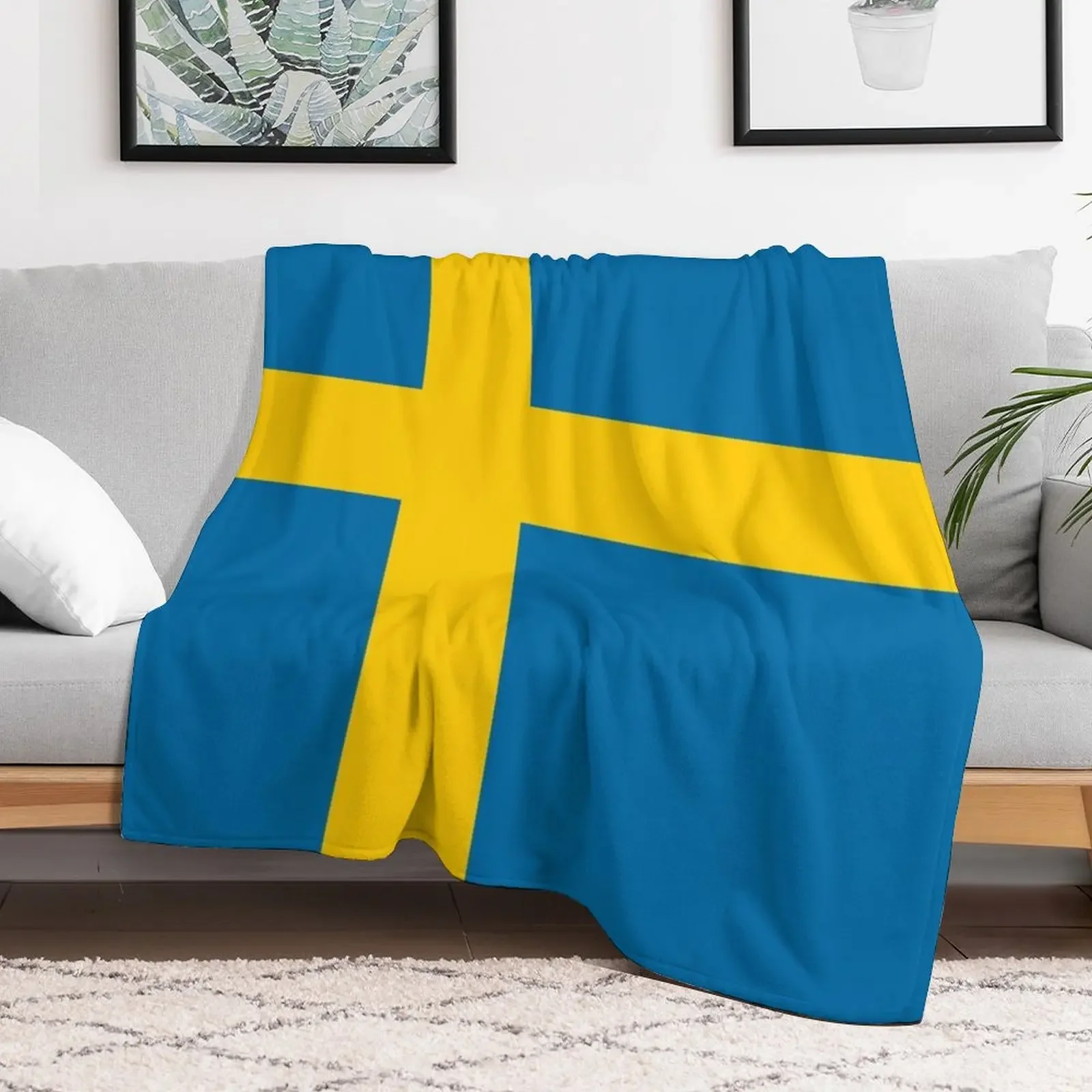 Swedish Flag Throw Blanket sofa bed Travel Single Blankets