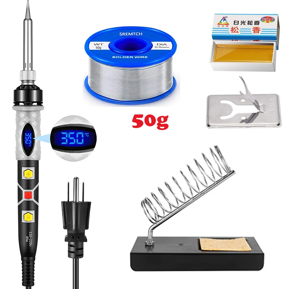 80W Electric Soldering Iron Digital Temp Adjustment 110/220V Internal Thermal Ceramic Heating Electronic Welding Tools