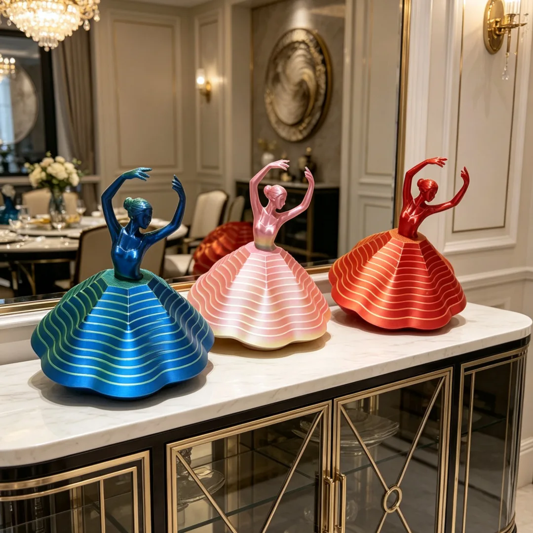 2026 New Models 3D Printing Ballet Dancers Handicrafts PLA Plastic Twirling Decompression Desktop Decor Polygonal Carrot Tower