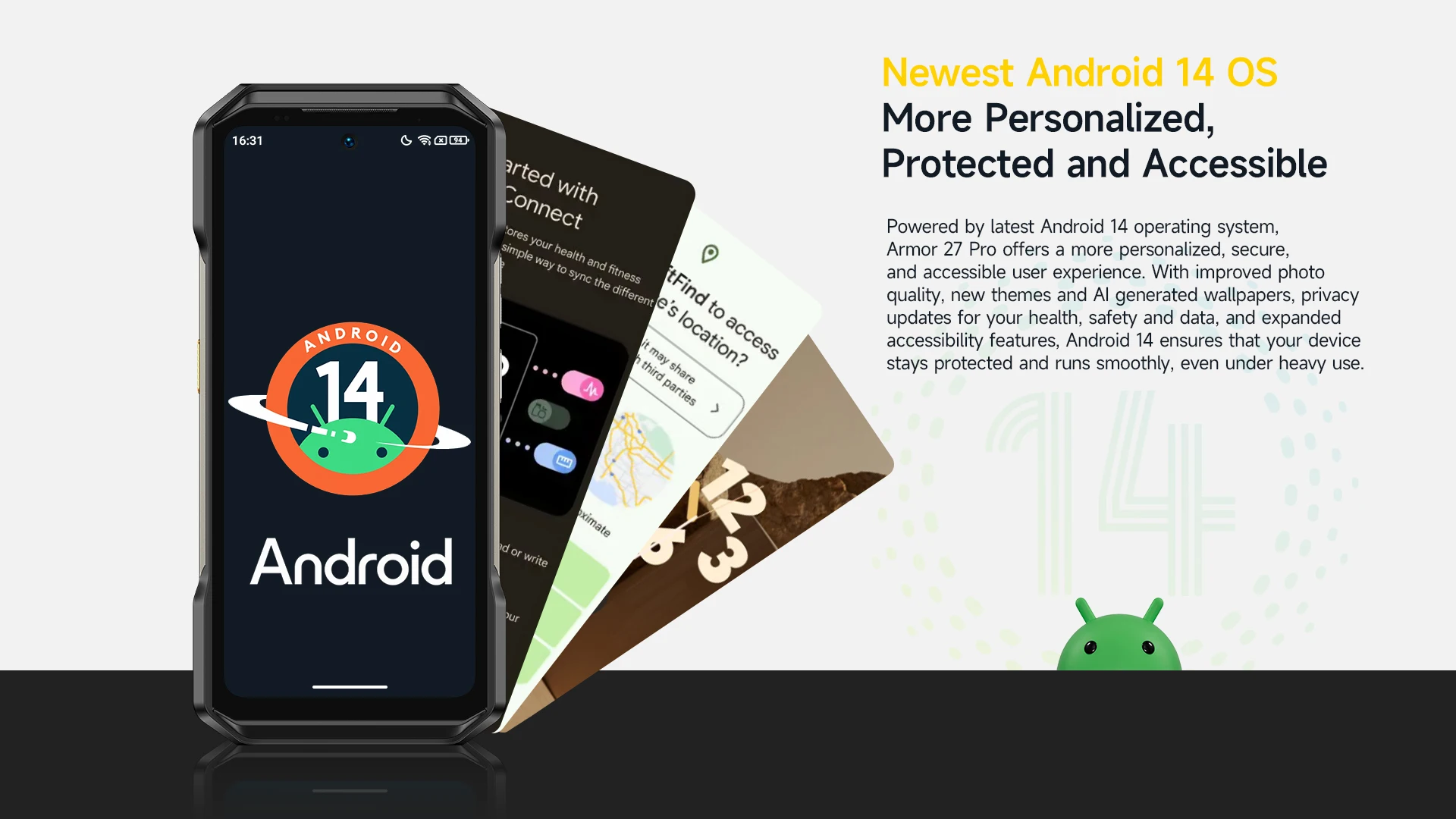 Ulefone Armor 27 Pro 5G Rugged Phone 10600mAh Smartphone Android 14 50MP Main Camera Up to 24GB+256GB NFC Mobile Phone