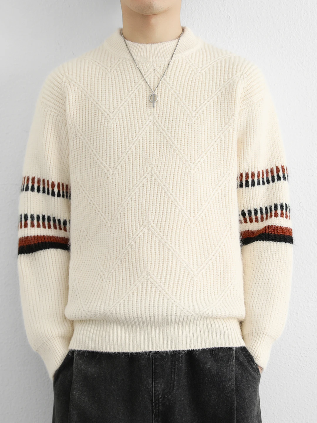 

Warm Boys' College Sle Sweater Anti-Ball Outerwear Comfortable Long Sve round Ne Knitted Sweater for School And Casual...