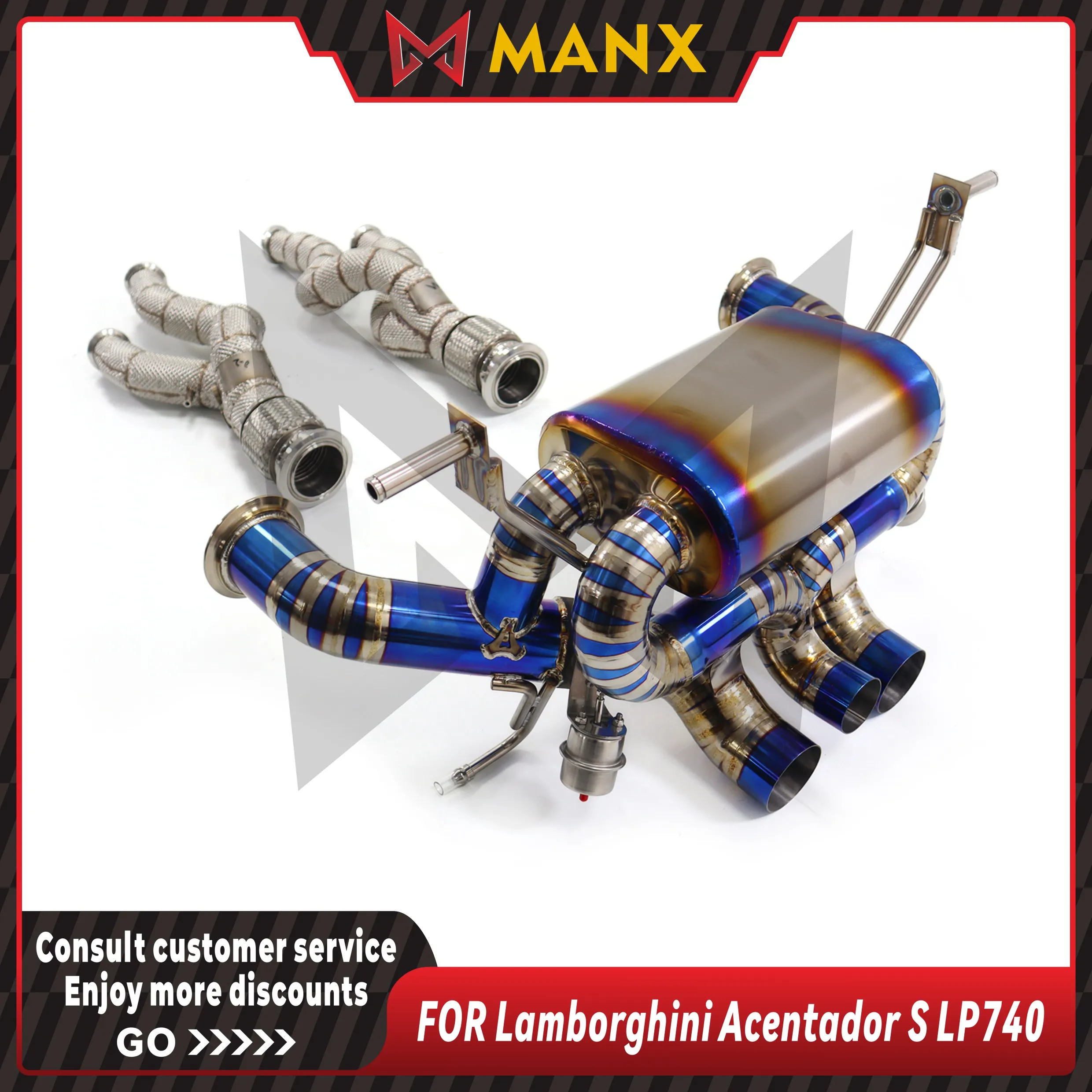 

Suitable for Lamborghini Acentador S LP740 Ti alloy Catback with Downpipe Full Exhaust System With vacuum valve