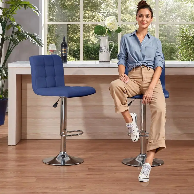 

Bar Stools,Modern PU Leather Swivel, Adjustable Hydraulic Bar Stool,16.1” Wide Base Square Counter Bar Stool, Set of 2 bar chair