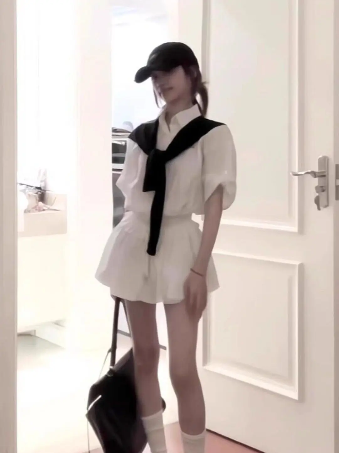 Fashionable White Short Sleeve Shirt And Half Skirt Set for Women Summer New Style High Waist Elegant Quality Two Piece Suit