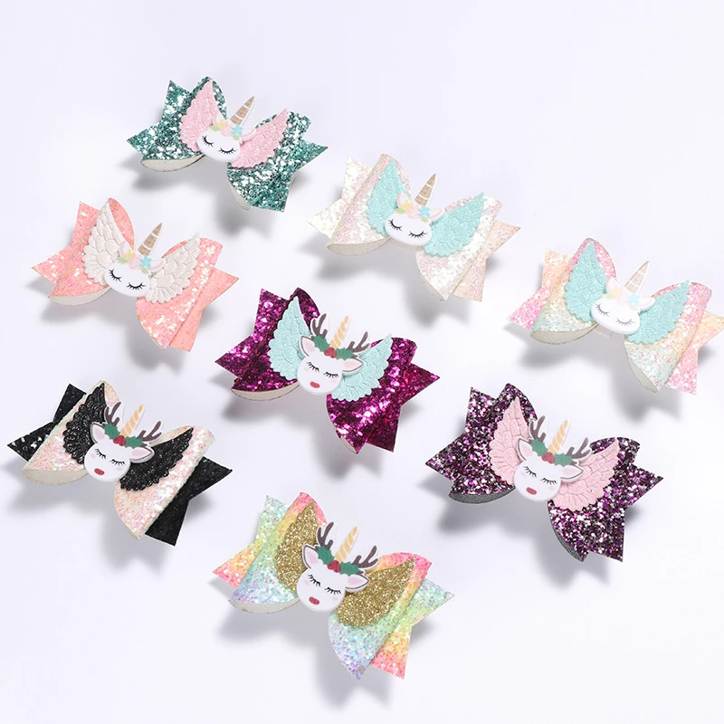 1 Piece Baby Girl Hairpins Hairclip Elk Deer Unicorn Photography Newborn Kids Children Hair Accessory Hairbands Clothing Shiny