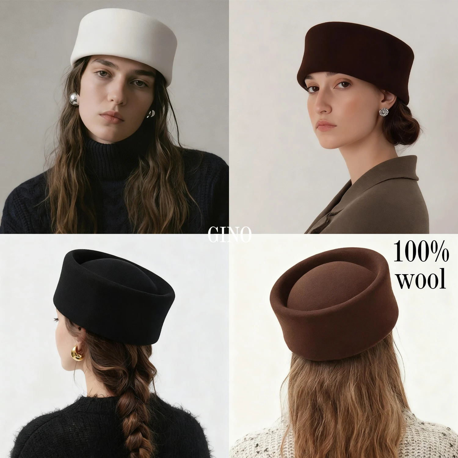 Chapeaux Fedoras plats Vintage pour femmes, bérets en feutre de laine 100%, chapeau de boîte à médicaments pour fête de Cocktail de mariage, casquette de boîte à pilules charmante