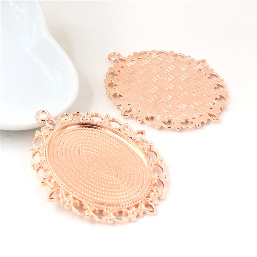 Nowa moda 5 sztuk/partia Fit 30x40mm wewnętrzny rozmiar Cameo Cabochon 7 kolory Plated Cabochon baza ustawienie Charms wisiorek — zdjęcie 3
