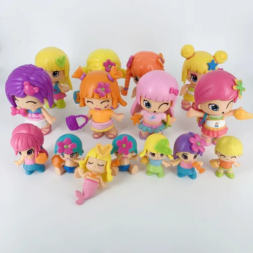 8pcs Doubleface Pinypon Gilrs 및 어린이를위한 작은 아기 액션 피규어 인형 DIY 만화 분리형 Figuras 장난감 크리스마스 선물 