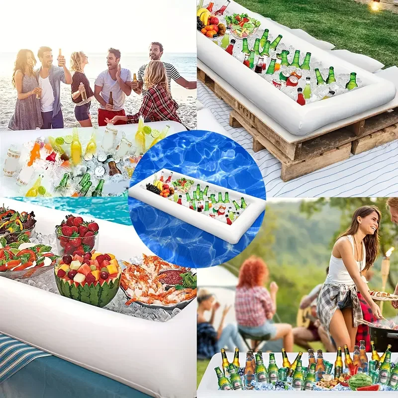 1 piece of inflatable serving stick, ice self-service salad serving tray, food and beverage holder, cooler container