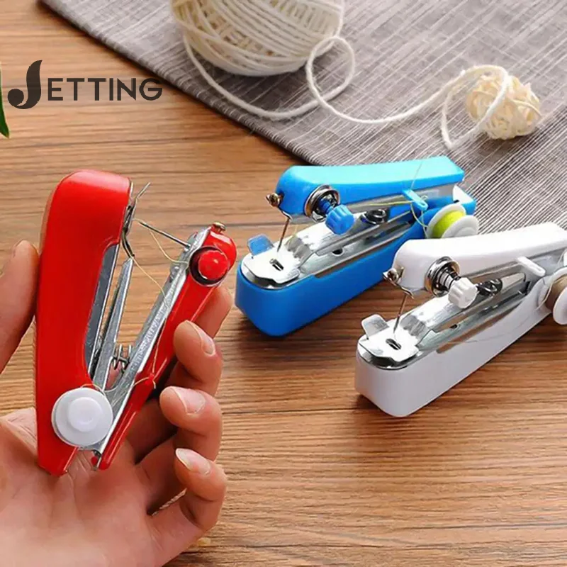 1 Set Mini Sewing Machine Fast Stitch Labor-saving Fabric Clothes Sewing Tools Handheld Portable Mini Manual Sewing Machine