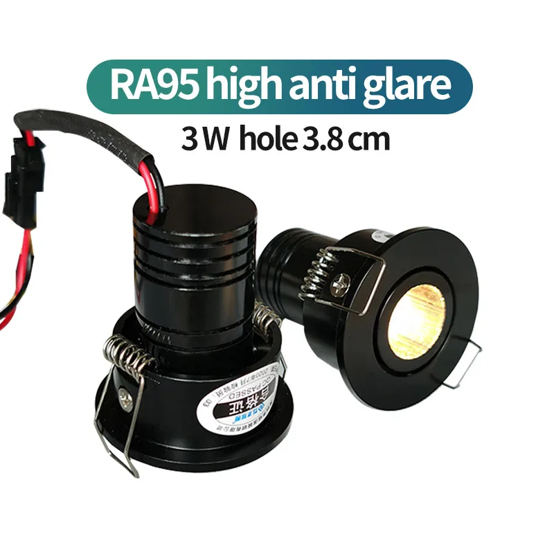 【38mm hole】recessed mini Spotlight 3w LED ceiling light 220V 110 volt indoor Deep anti-glare small downlight with driver set