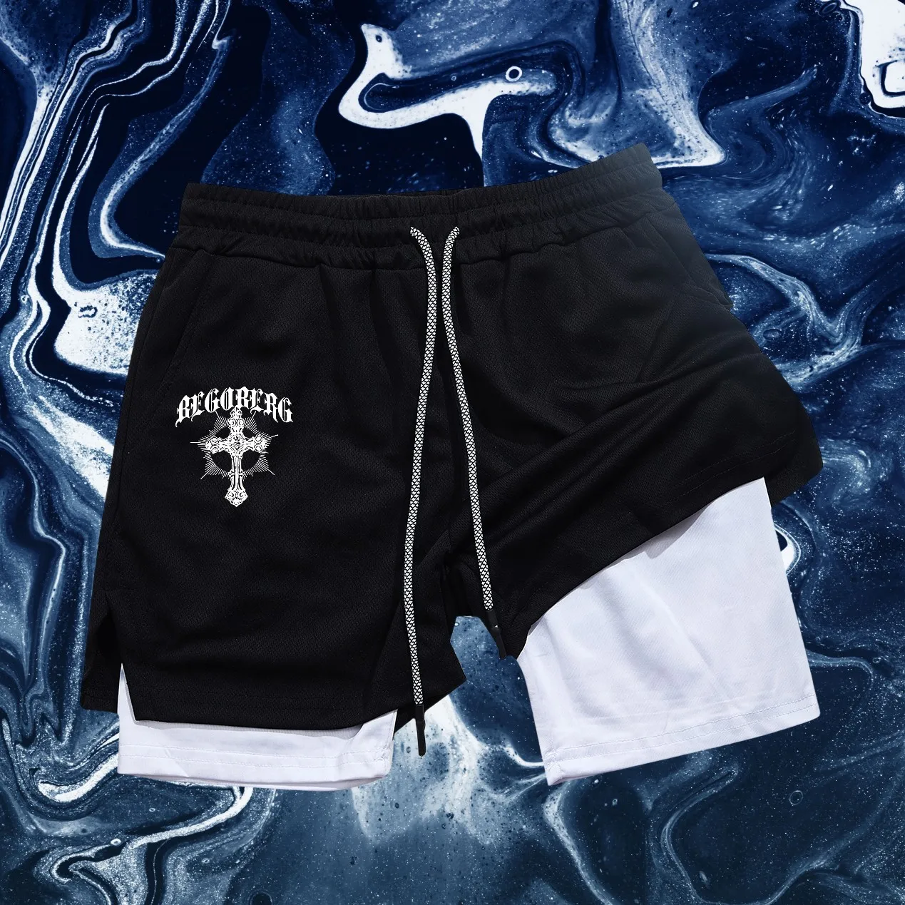 

Лето 2025 г., мужские спортивные шорты 2-в-1, шорты для бега в тренажерном зале, повседневная спортивная одежда для бега, двухслойные шорты для фитнеса