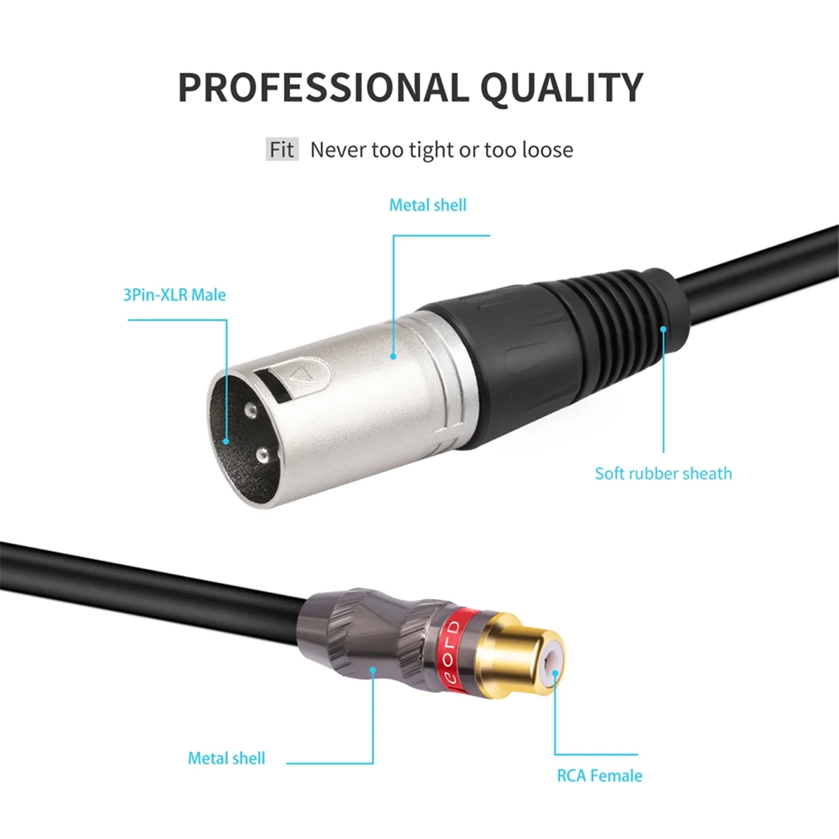 30cm Female to 3Pin XLR Male Converter Cable Shielded Converter Audio Adapter Patch Cable