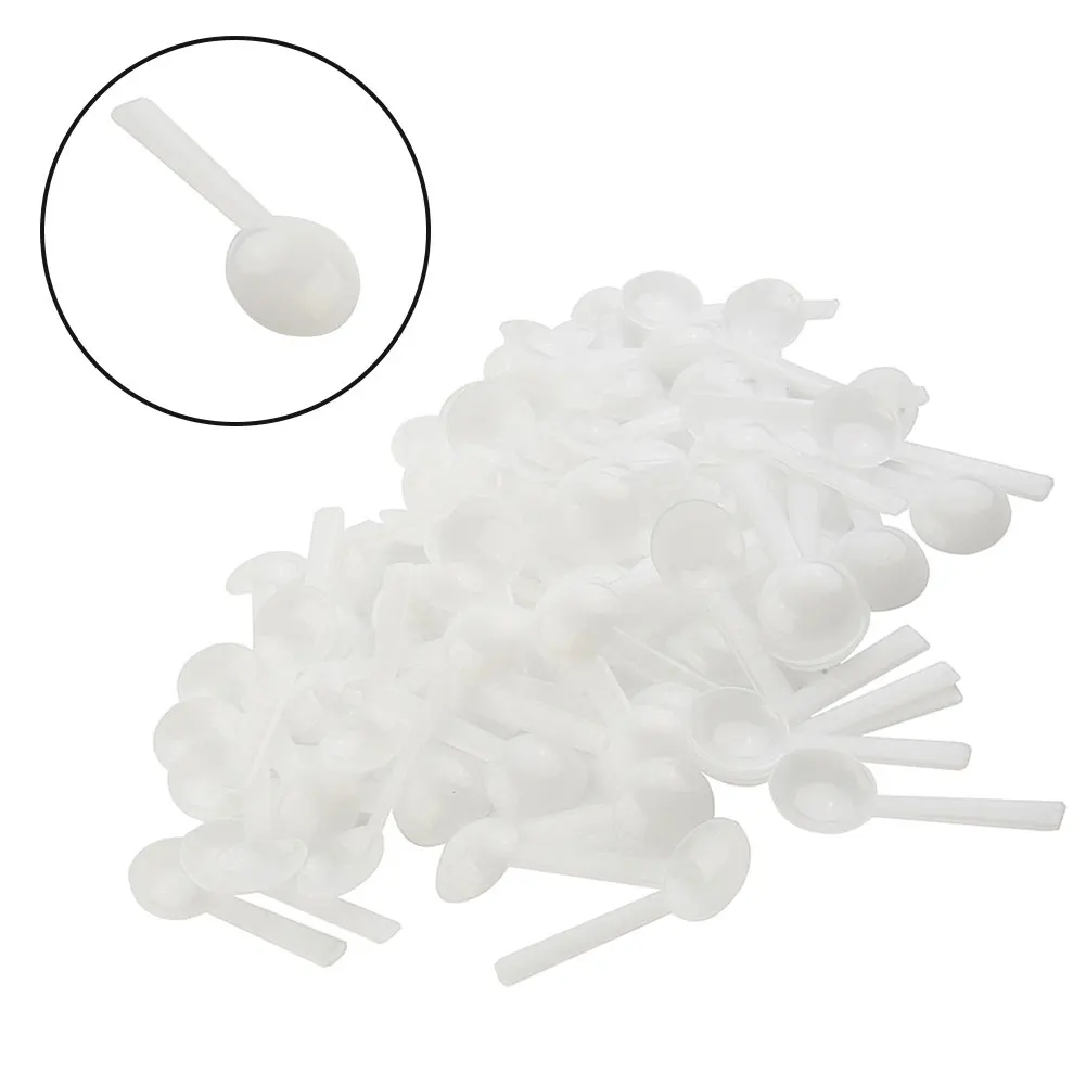 100Pcs/set 1g White Plastic Food PP DIY Baking Supplies Measuring Spoon Gram Scoop Food Baking Medicine Powder Kitchen Tools