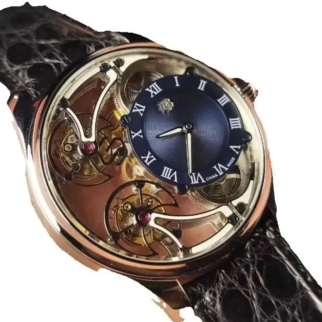 The Great Qin Empire YINGHUA Forward and reverse Double Tourbillon Flying Suspension Watch Men's Luminous Mechanical Watch Steel