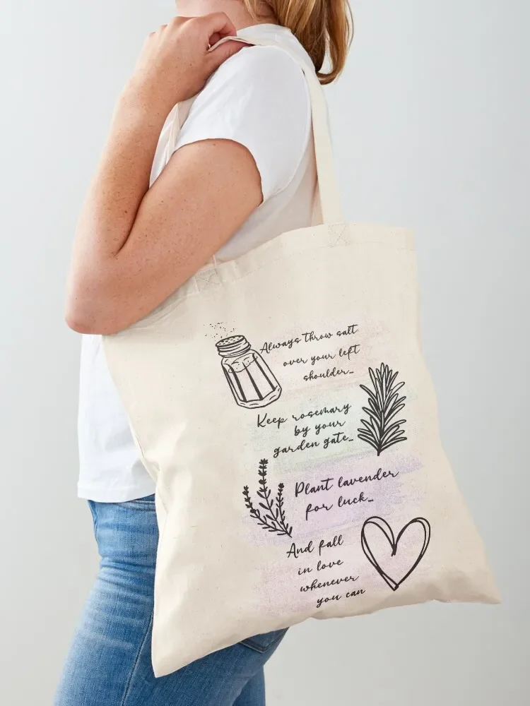 Always Throw Spilled Salt Practical Magic Inspirit Quote Tote Bag ecological bags Handbags women Shopper Tote Bag