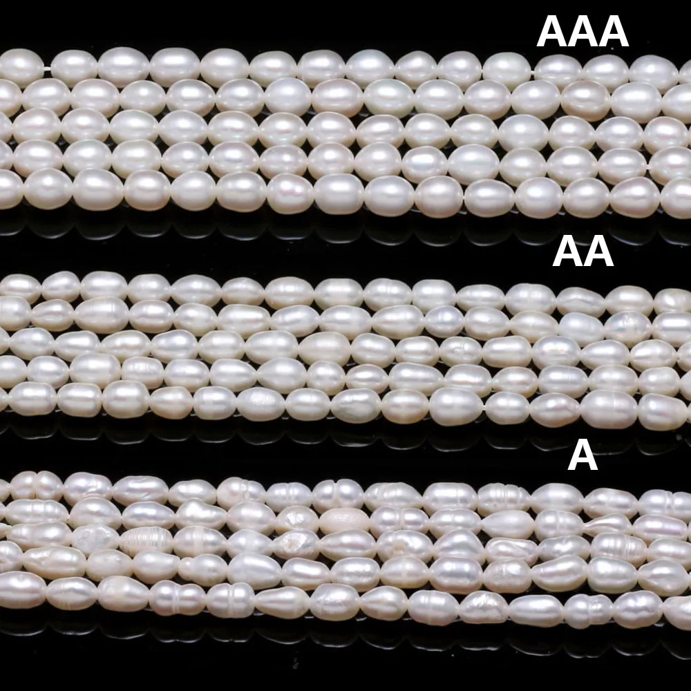 A AA AAA 4-5mm White Rice Shaped Natural Freshwater Pearl Loose Spacer Beads for Jewelry Making DIY Necklace Bracelet Accessory