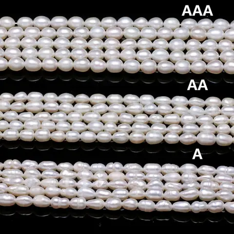 AA AAA 4-5mm 흰 쌀 모양의 천연 담수 진주 느슨한 스페이서 비즈 쥬얼리 만들기 DIY 목걸이 팔찌 액세서리