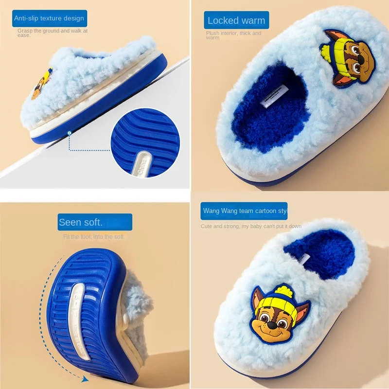 Paw Patrol nowe bawełniane kapcie z kreskówek na buty dziecięce zimowe śliczne antypoślizgowe kryty dzieci chłopcy dziewczęta pluszowe pantofle buty