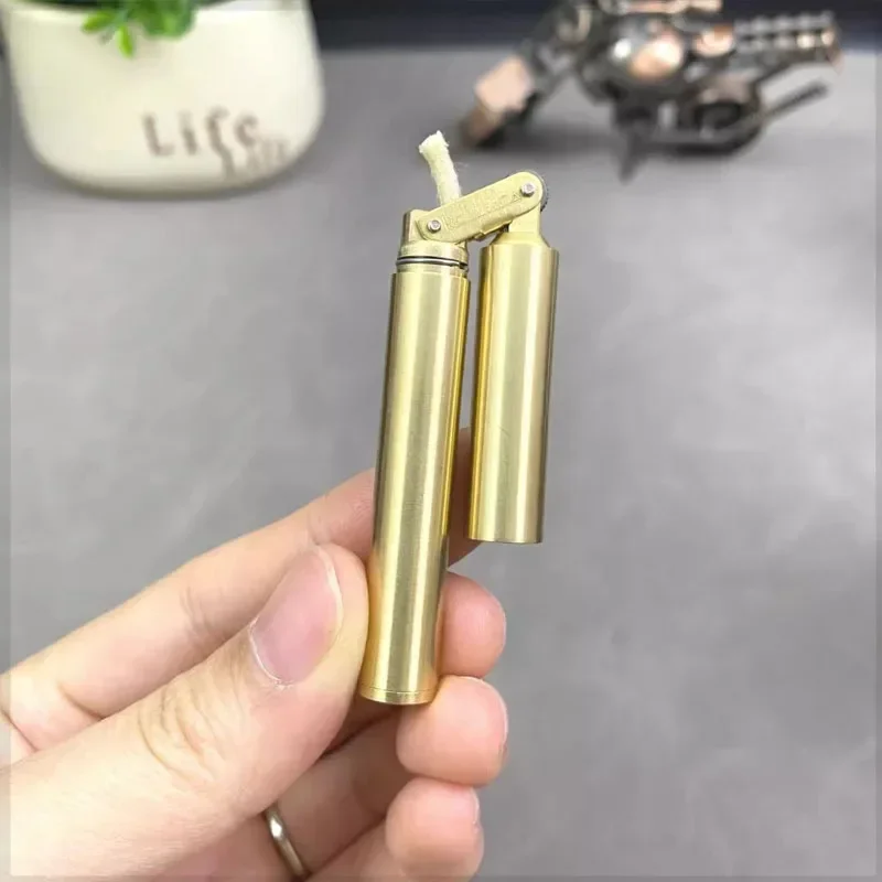 Nunchakus Lighter for Men Dad Husband Christmas Gift Vintage Lighter Nunchucks Kerosene Lighter Windproof Brass Stainless Steel