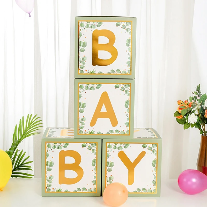 Here Comes The Son Shower Boxes Decorations, 4Pcs Sun Stereoscopic Blocks For Shower Party Decor Easy To Use Green