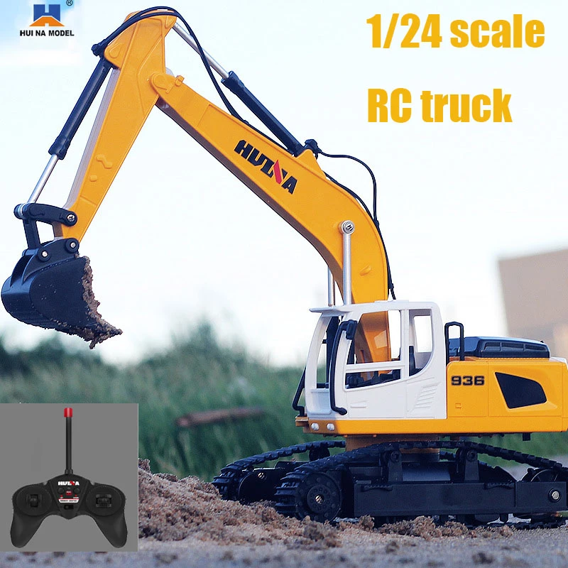 Huina 1:24 1516 RC Cars 2.4G Six-Way Remote Control Excavator Simulation Engineering Vehicle Exquisite Souvenir Boy Children Toy