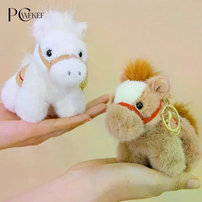 Chaveiro de Pelúcia Cavalo do Zodíaco Fofo, Boneco de Pelúcia Kawaii, Pingente para Bolsa, Decoração para Mochila, Presente de Ano Novo