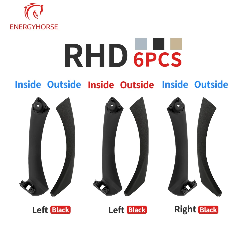 6PCS RHD LHD Left Right Side Interior Door Pull Handle With Cover Trim For BMW 3 Series E90 E91 E92 316i 318i 320i 325i 328i
