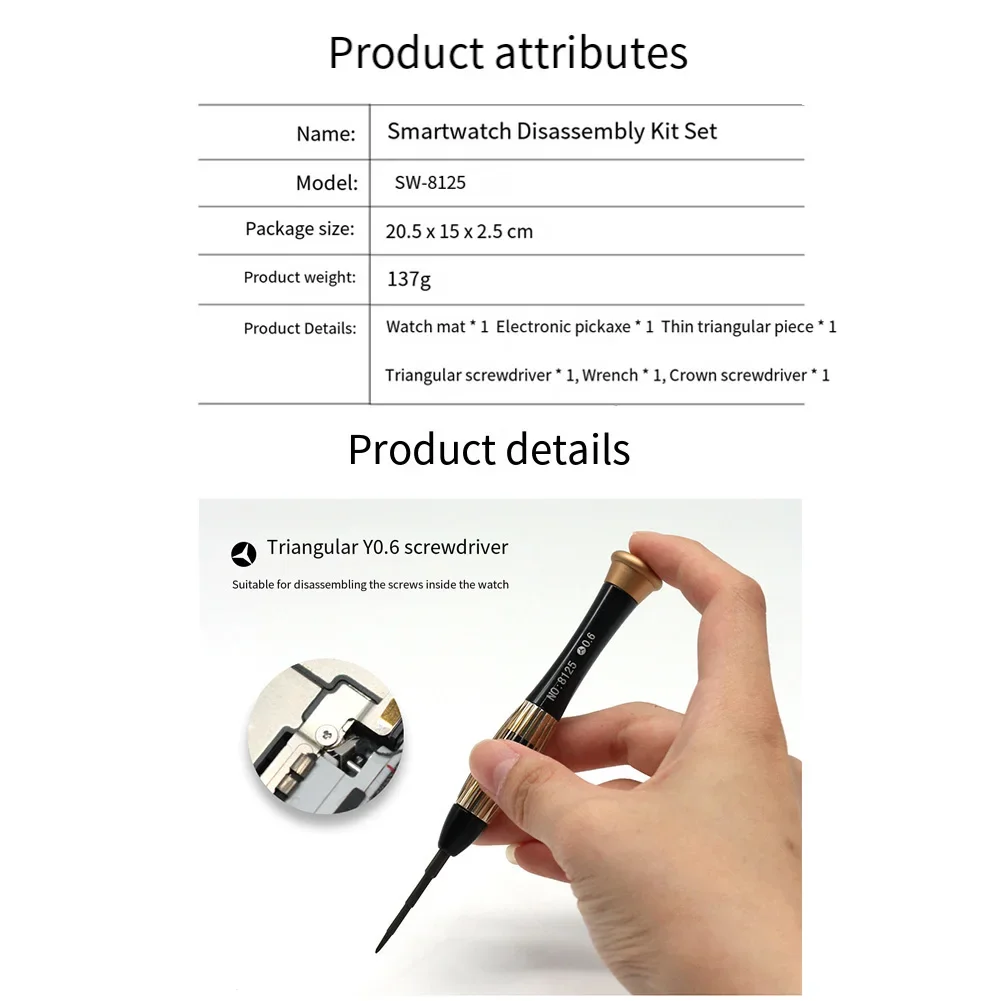 

6in1 Precision Screwdriver Set with Triangle Y0 6 and Crown Screwdrivers for Watch and For Smart Device Maintenance Tasks