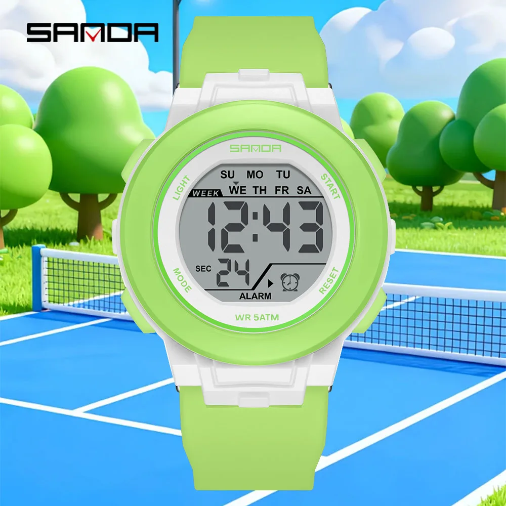 SANDA new 6383 multifunctional color light watch for high school students' sports, men's and women's electronic watches 2026