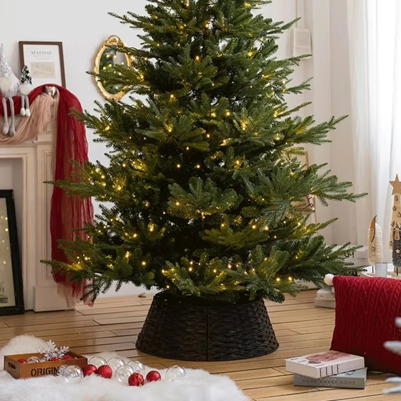 Christmas Tree Skirt Retro Round Basket Xmas Trees Foot Decor Collar for Home Festival Party Background Decoration A Retail
