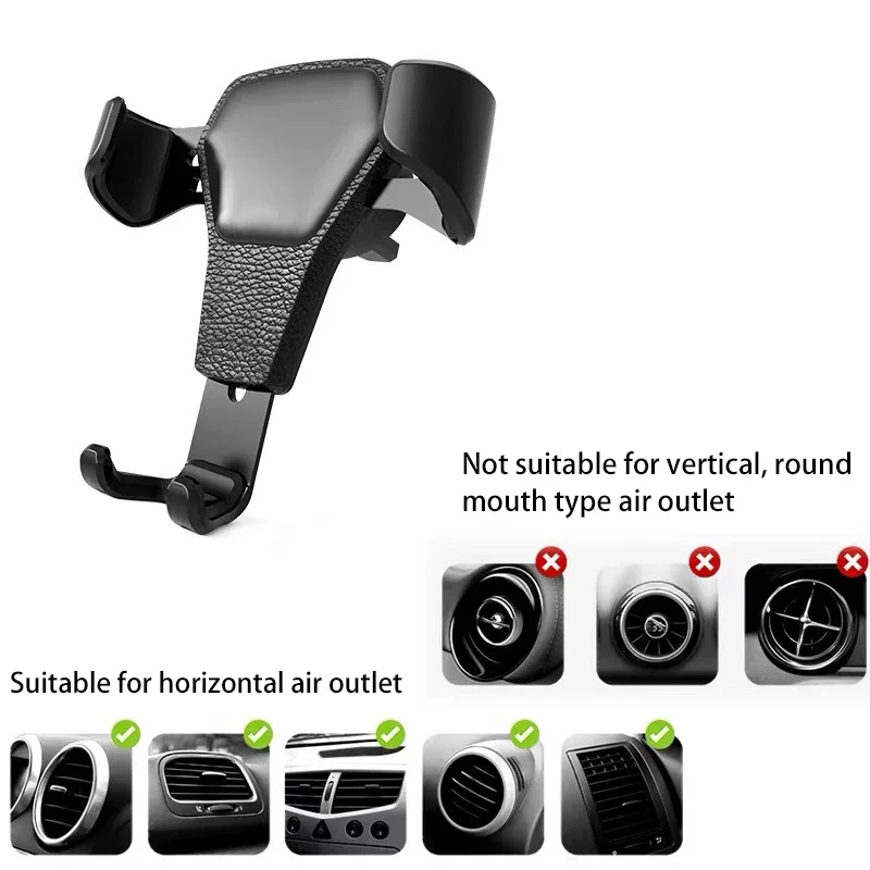 【Fast Delivery】Gravity Car Phone Holder Air Vent Mount Clip Auto-Lock 360º Rotate Stable Leather Car Phone Bracket Stand