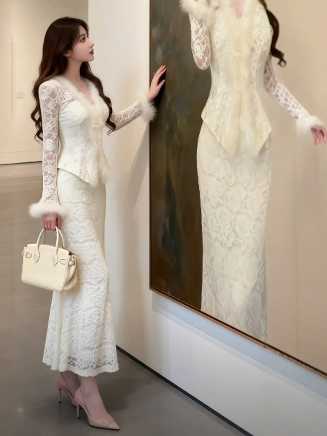 

Gentle Wind Unique Beautiful V-neck Top And Wraparound Skirt Two-piece Set Youthful Combination Full Set Spring 2026