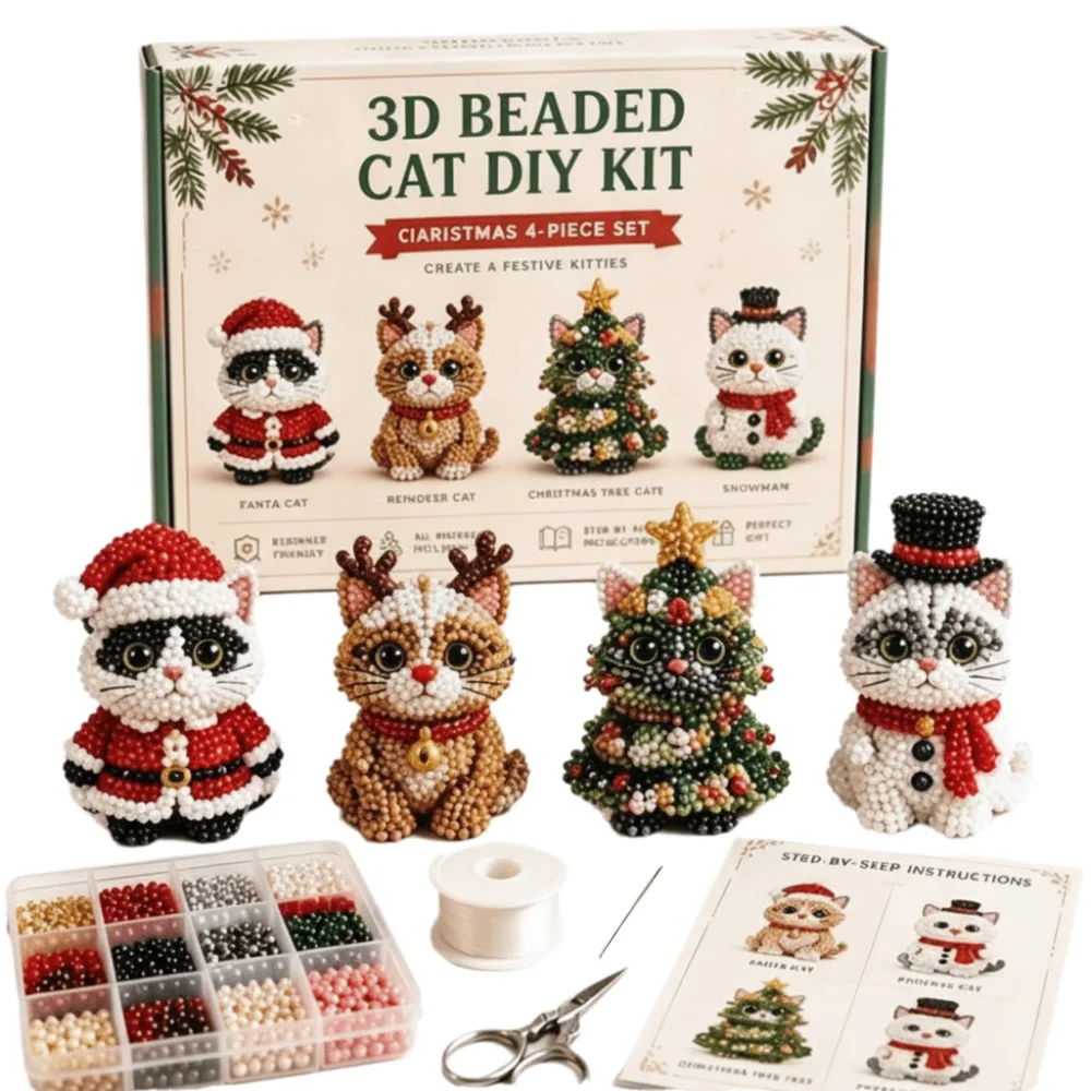 Tiny Beads 3D Beaded Animal Kit Animal Shape Creative Craft Bead Weaving Kit Cute Design 3D Beaded Ornament Set