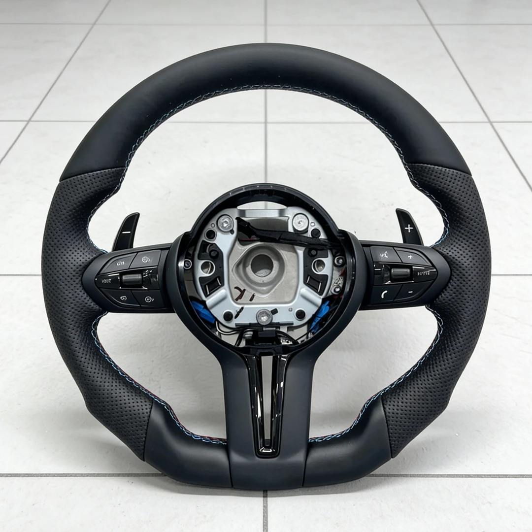 For BMW F20 F21 F22 F44 F30 340i F31 F34 335i F32 F33 F36 F10 535i 550i F11 F07 F06 F13 Black Leather Steering Wheel view 6