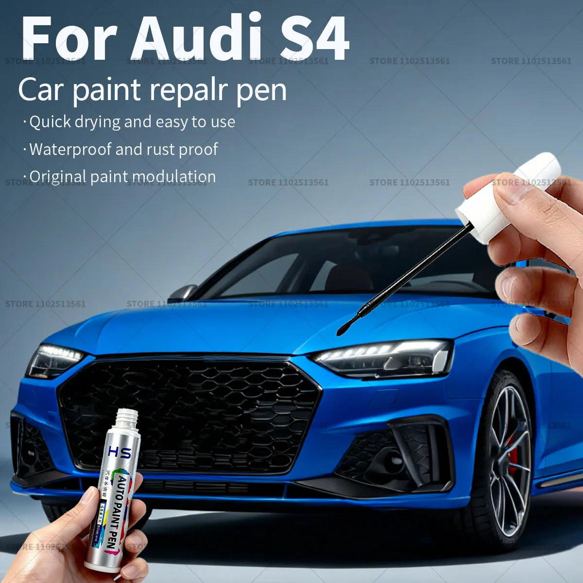 

For Audi S4 Car Paint Repair Pen Touch Up Scratch Remover DIY Auto Accessories White LY9C LS9R Gray 6Y Red LY3U Gray 5J Black