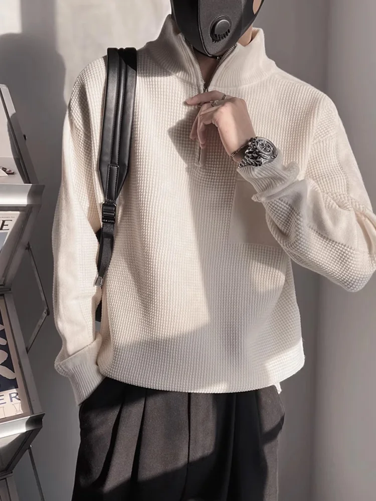 

Зимний мужской вязаный свитер на молнии, шерстяной базовый слой, модный высококачественный свободный крой, длинная повседневная одежда све