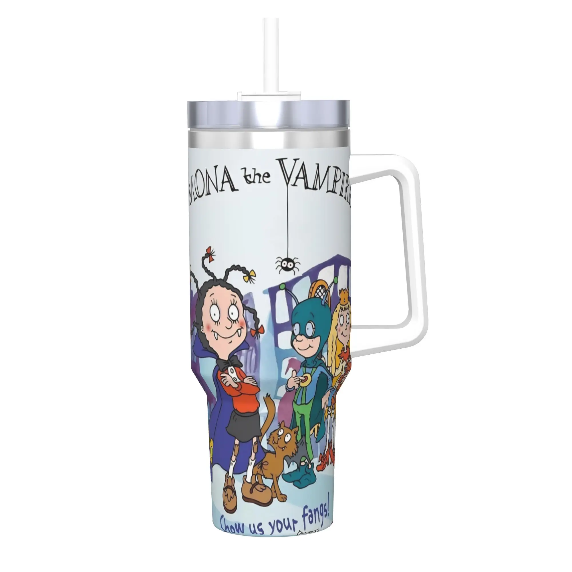 Mona The Vampire Anime Insulated Tumbler with Straws Lid  Stainless Steel Coffee Mugs Double Wall Bottle Cups 40oz