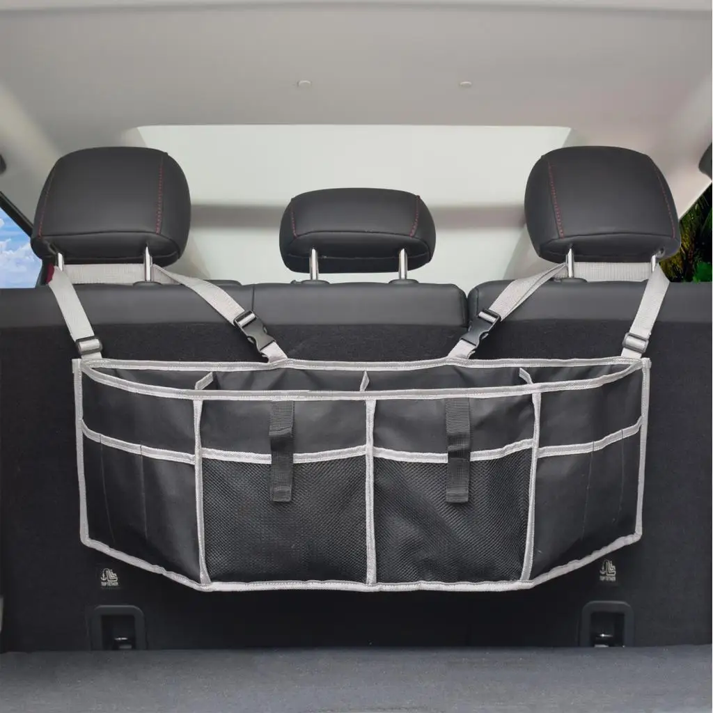 Car Backseat Storage Bag Trunk Organizer Adjustable Strap Auto Interior Accessory Scratch Resistant Versatile Foldable