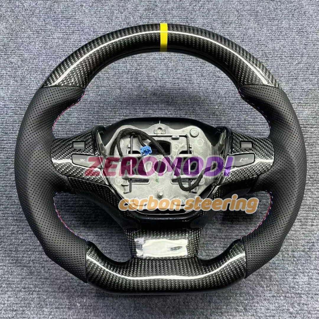 Racing Carbon Fiber Leather Steering Wheel For Peugeot 308 2014-2021 Modified Steering Wheel