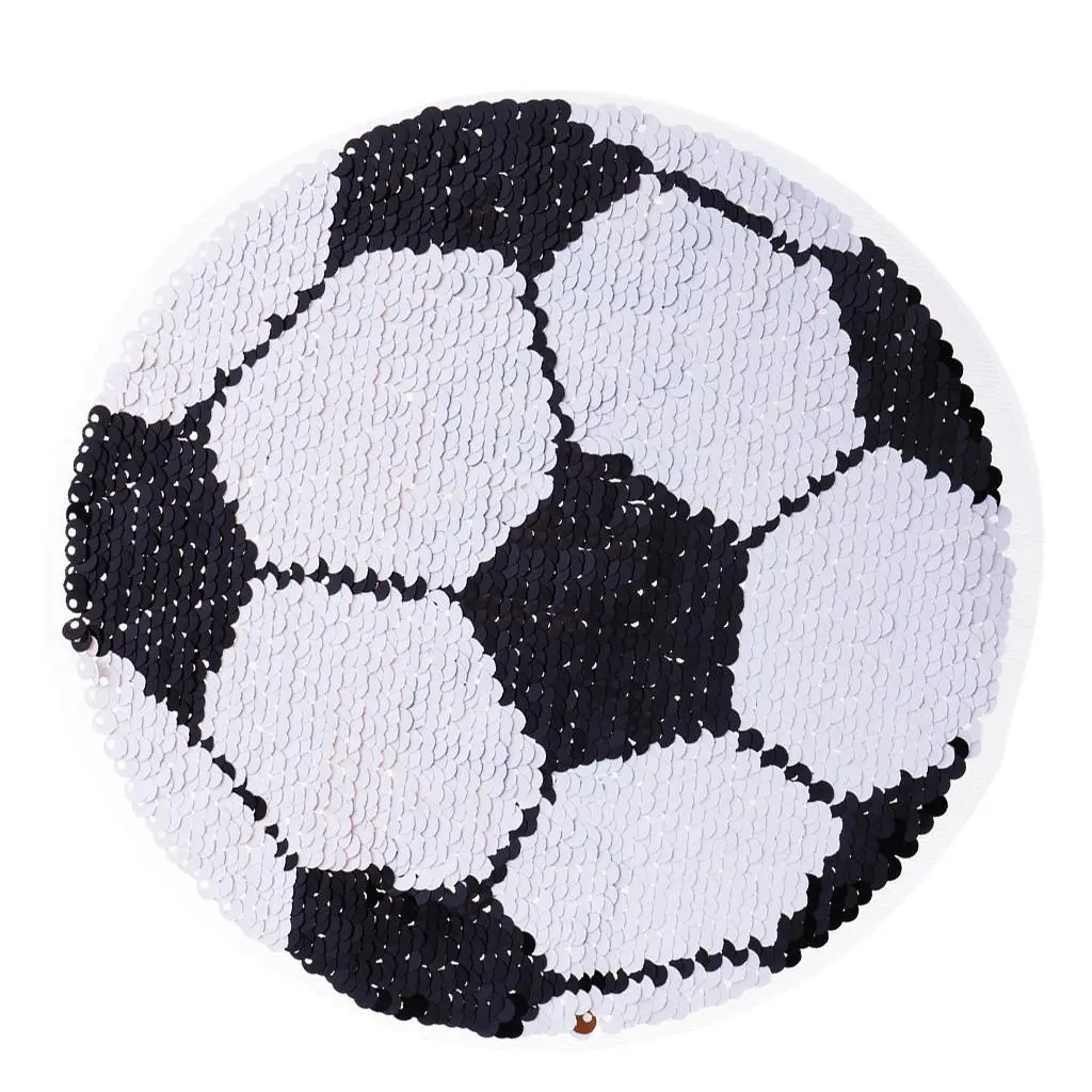 Reversible Football Sequins Patch Embroidery DIY Sew on Patches for Clothes