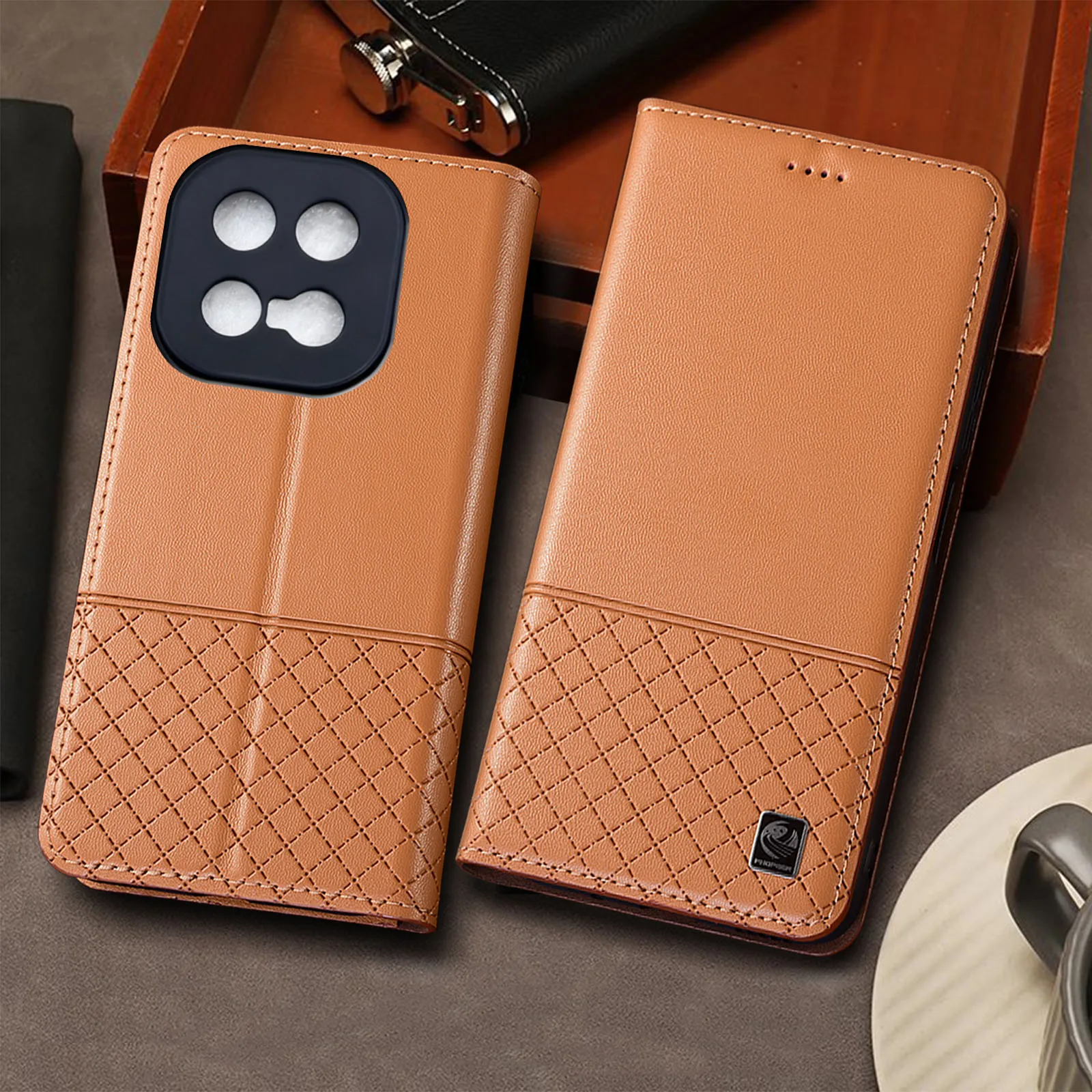

Genuine Leather Phone Case For Vivo iQOO 7 8 9 10 11 11S 12 13 15 Pro Nappa Below Grid Pattern Of Flip Wallet Cover Case Cowhide