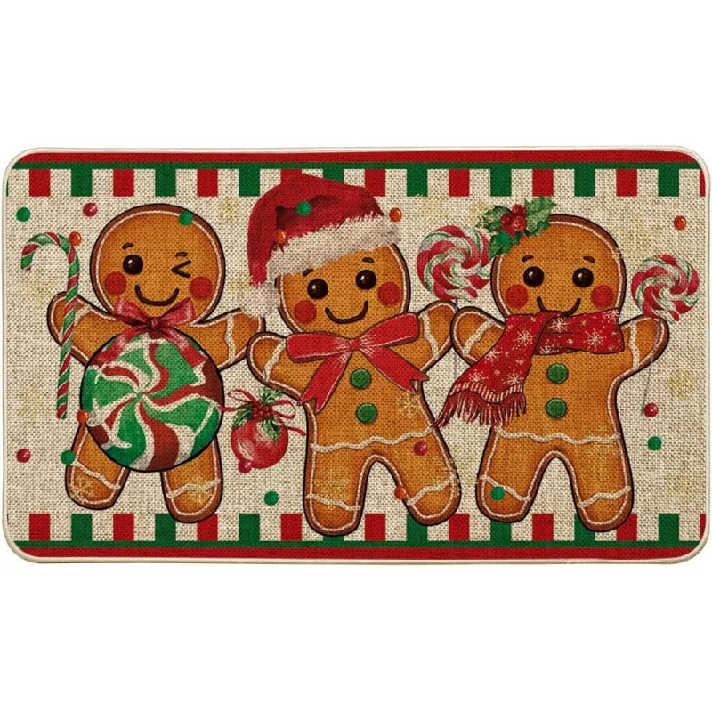 

Christmas candy gingerbread anti slip by mat, winter home decoration floor mat 40X60cm